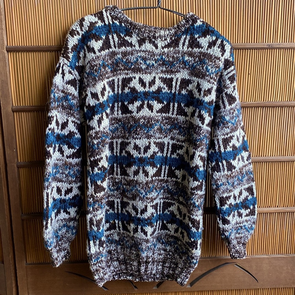 Vintage hand knit  wool sweater from Ecuador.